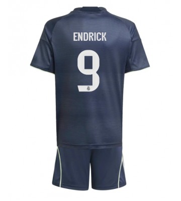 Real Madrid Endrick #9 Udebanetrøje Børn 2025-26 Kortærmet (+ Korte bukser)
